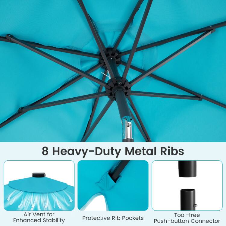 8 Heavy-Duty Metal Ribs Air Vent for Enhanced Stability Tool-free Protective Rib Pockets Push-button Connector