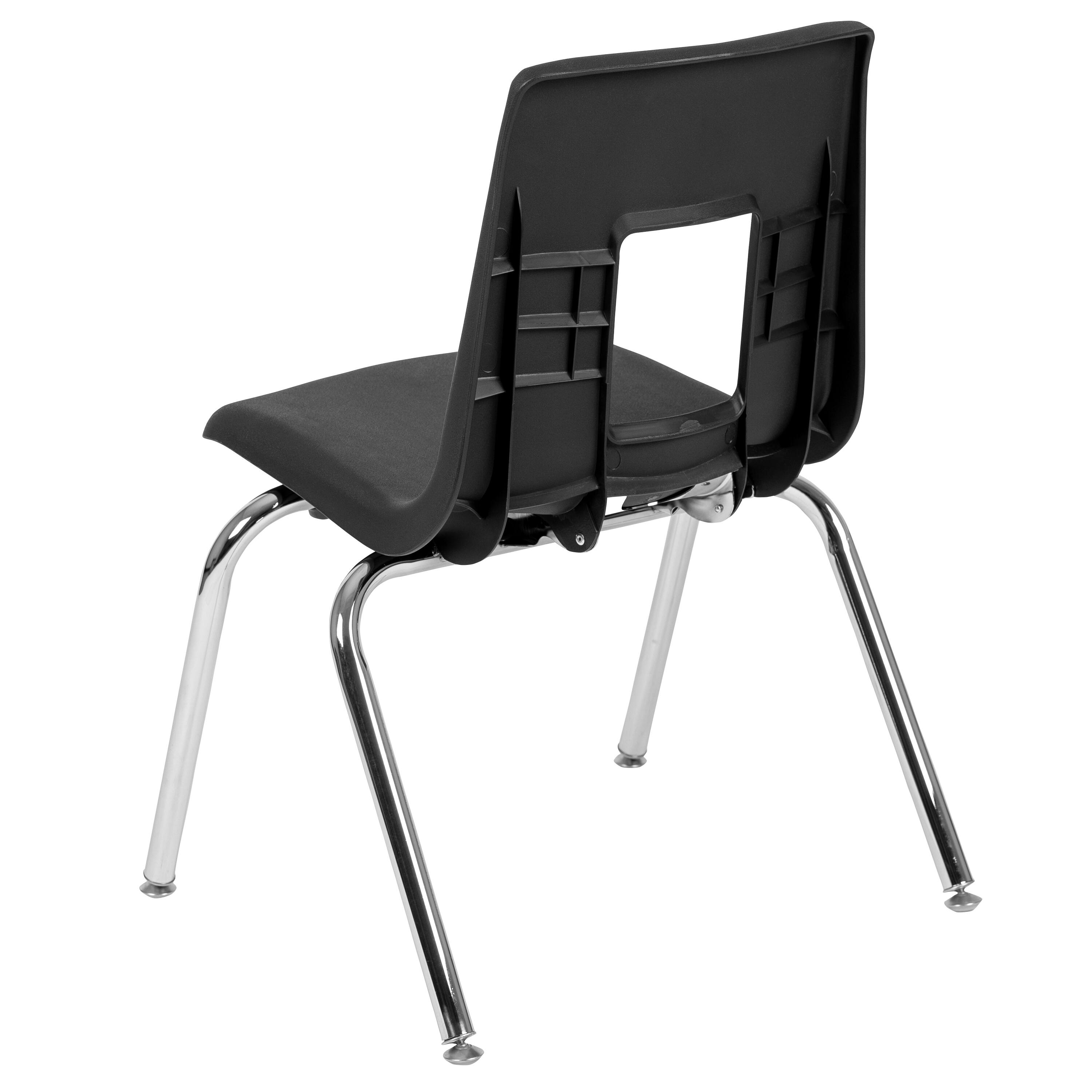 Alt View 3. Emma + Oliver - 4-pack Student Stack School Chair - 16-inch - Black.