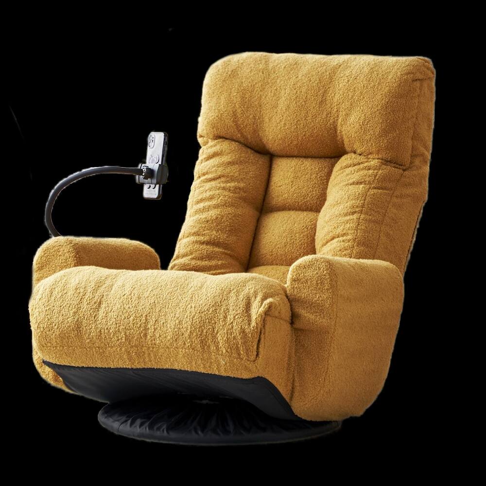 Left. Loheer - Loheer Adjustable Gaming Chair 360 Degree Rotatable Sofa Chair Yellow Lounge Chair for Living Room with Phone Holder - Yellow.