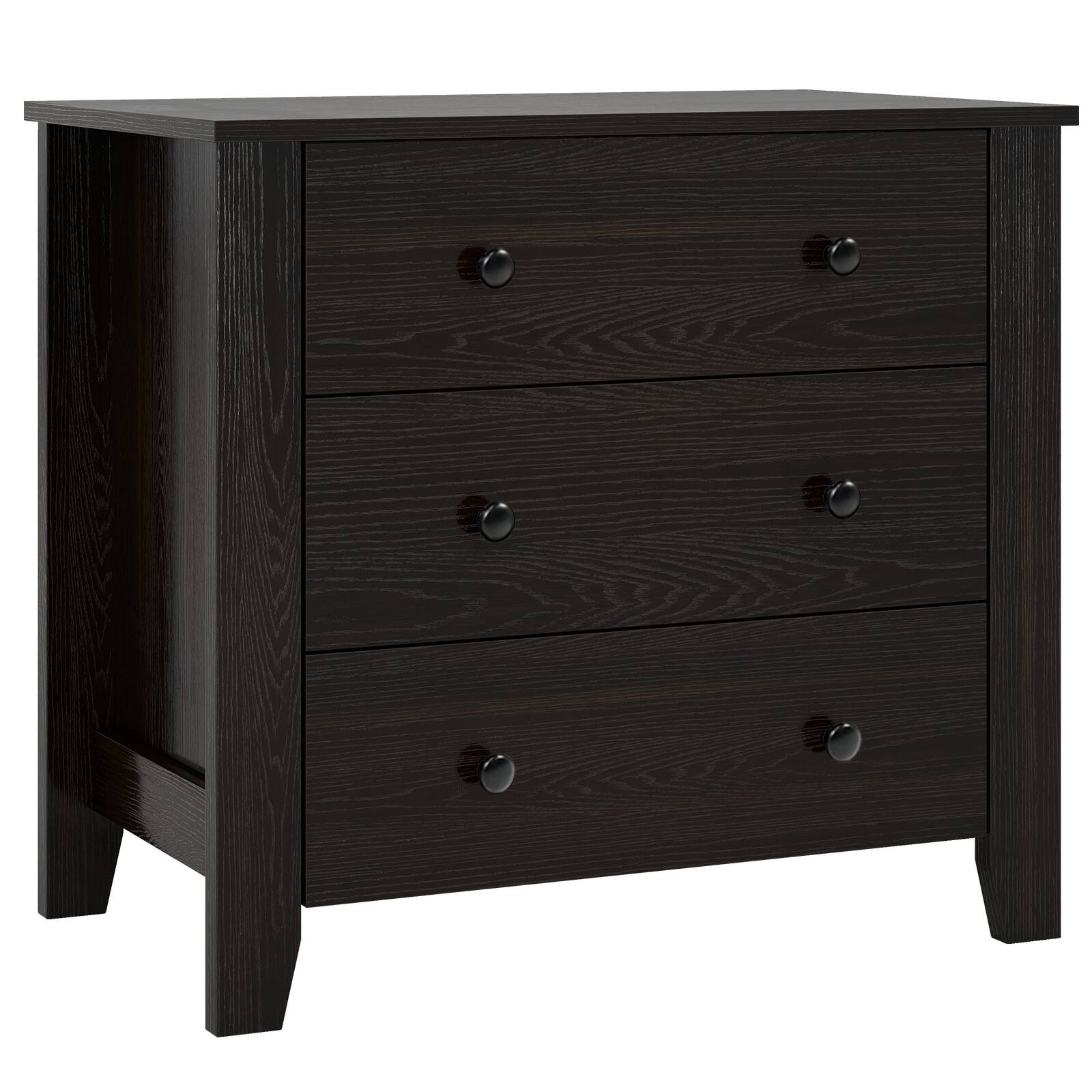 Alt View 8. Gymax - Gymax 3-Drawer Dresser 28.5'' Wide Chest of Drawers Modern Large Nightstand for Bedroom - Black.