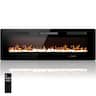 Fehokinch - 60" Electric Fireplace Insert with Timer, 10 Realistic Flame Colors, and Adjustable 700W/1400W Heating - Black
