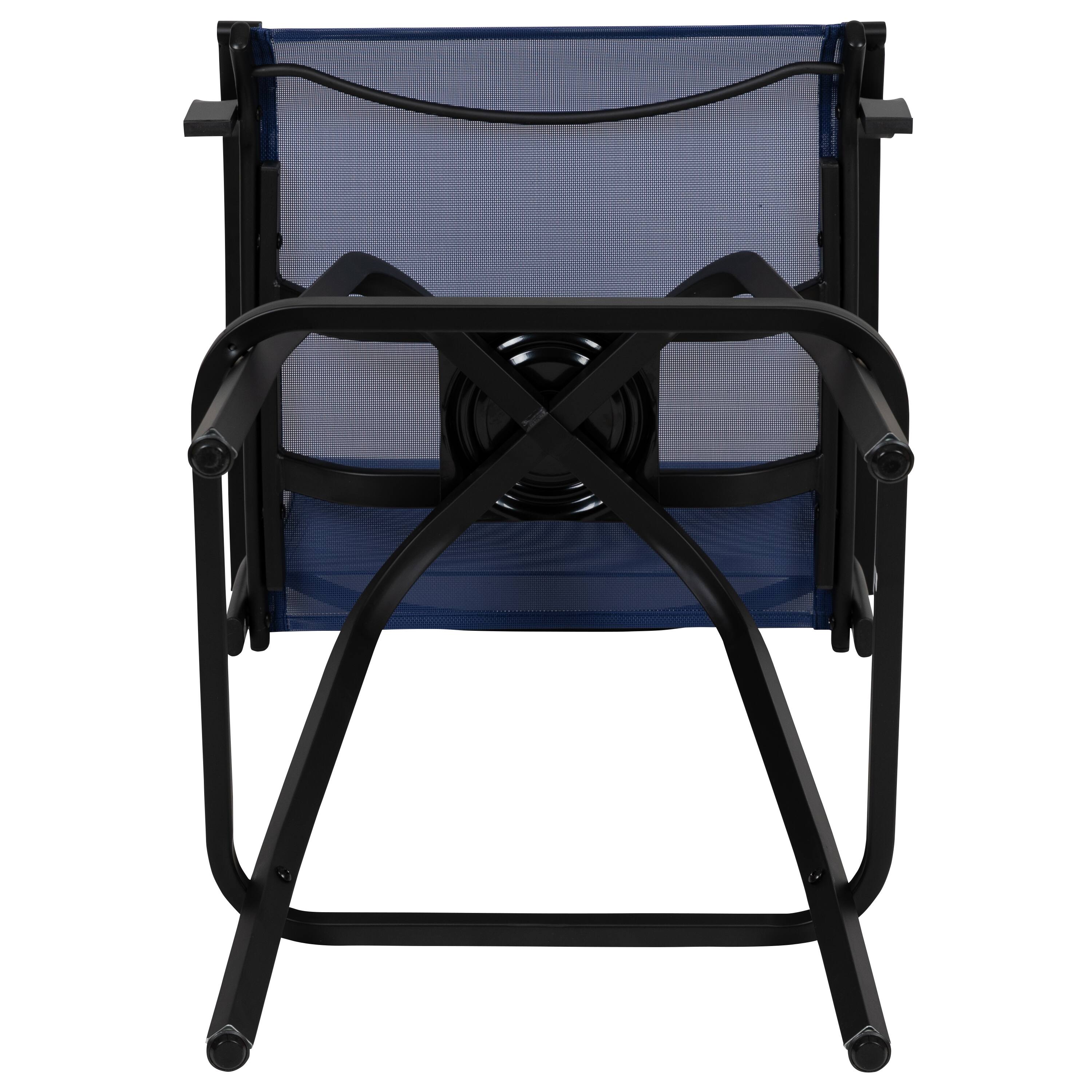 Alt View 10. Emma + Oliver - Patio Bar Height Stools Set of 2, All-Weather Textilene Swivel Stools - Navy.