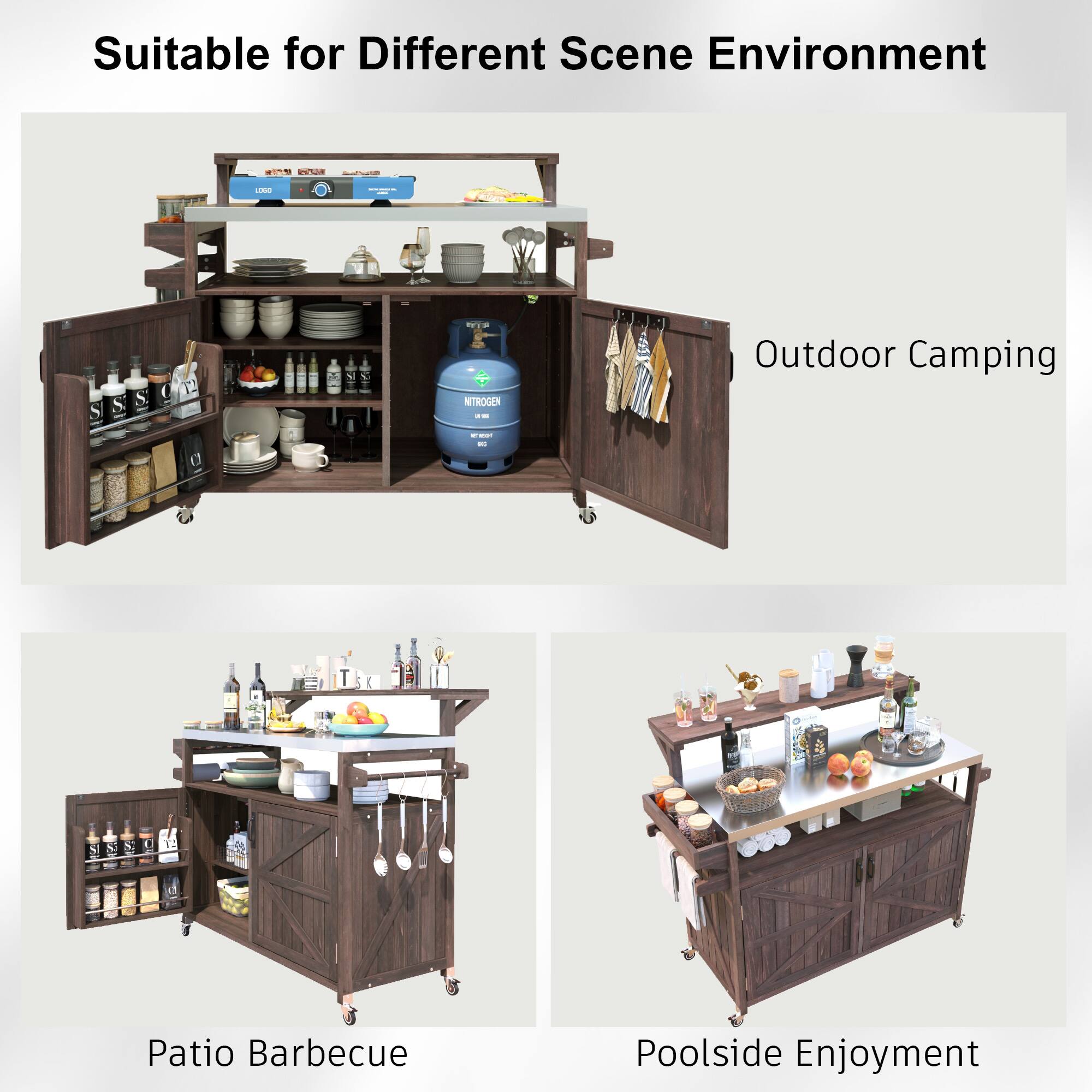 Suitable for Different Scene Environment

- Outdoor Camping
- Patio Barbecue
- Poolside Enjoyment