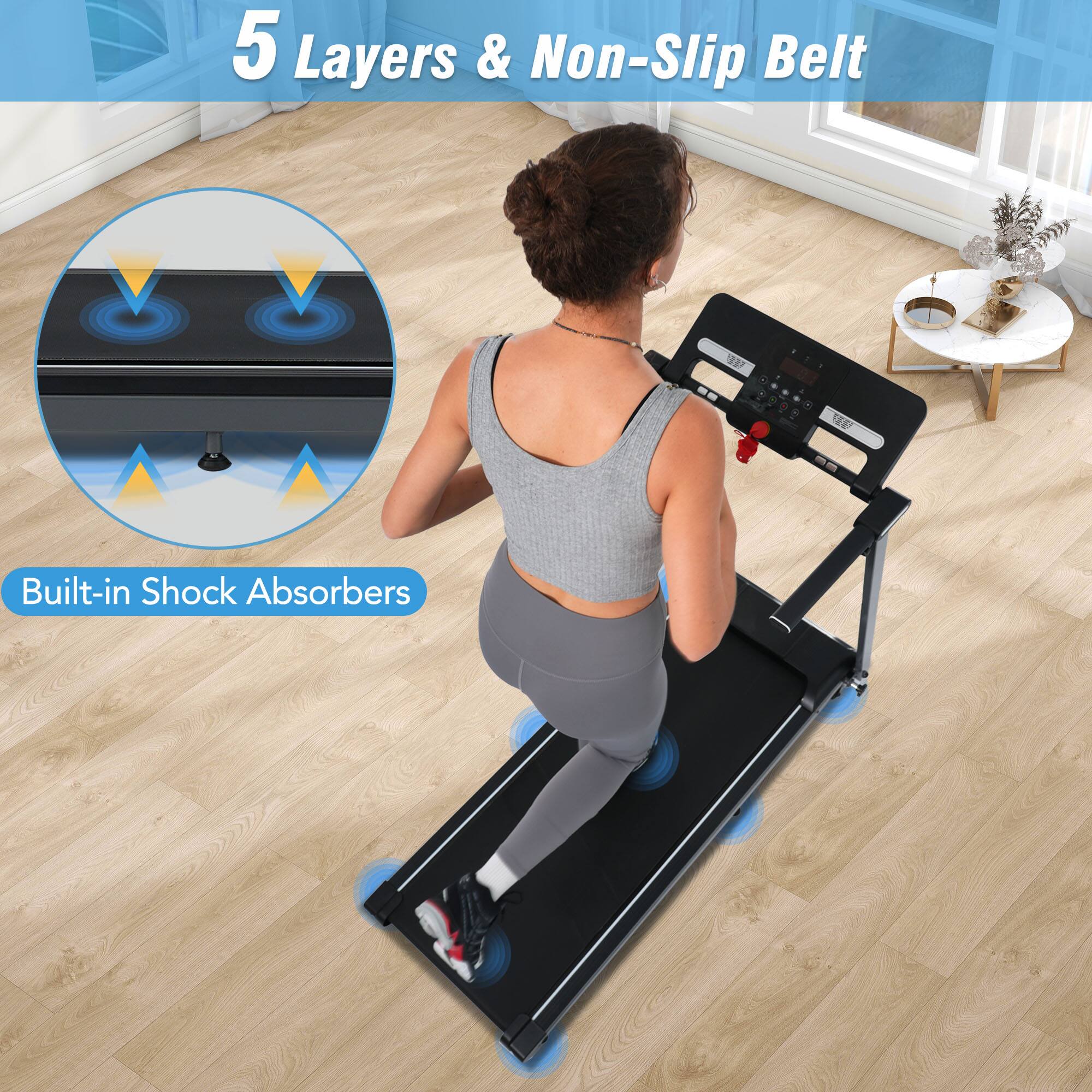 5 Layers & Non-Slip Belt
Built-in Shock Absorbers