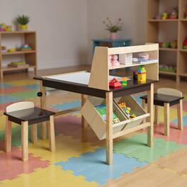 Kadyn - Kids Art Table and Chairs Set with Paper Roll and Storage Bins- Small Folding Table for Arts & Crafts, Snack Time - Coffee