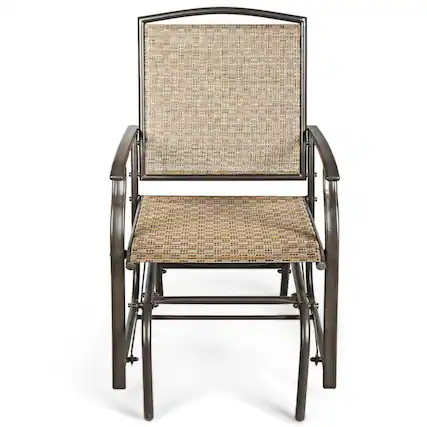 Front. Kadyn - Steel Frame Garden Swing Single Glider Chair Rocking Seating Patio Rocking Chairs PorchBackyardIndoor and Garden - Brown.