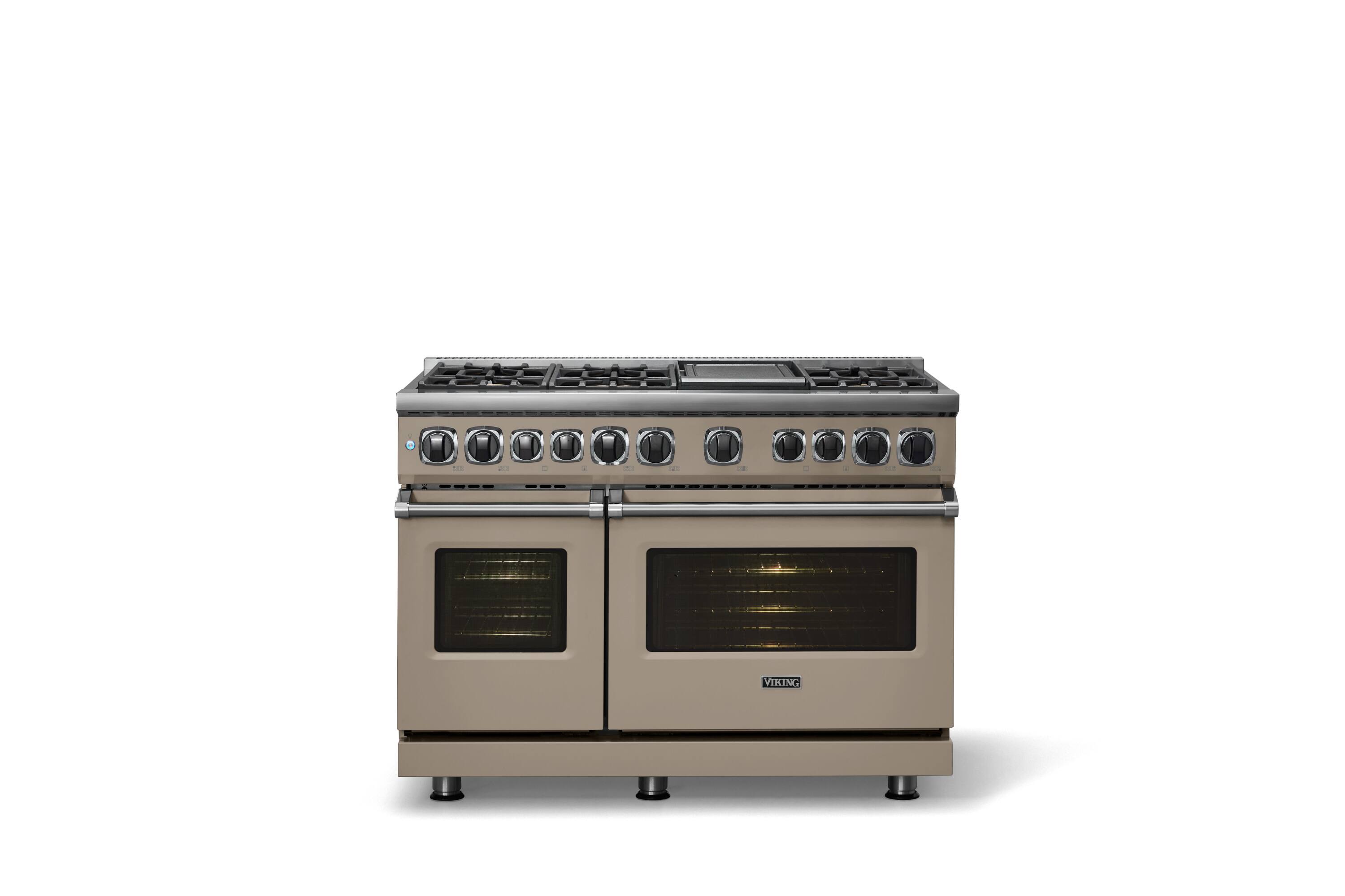 Alt View 1. Viking - 48"W. 7.3 Cu. Ft. 7Series Self-Clean Dual Fuel 8 Burner Range/Griddle-Nantucket - Nantucket.