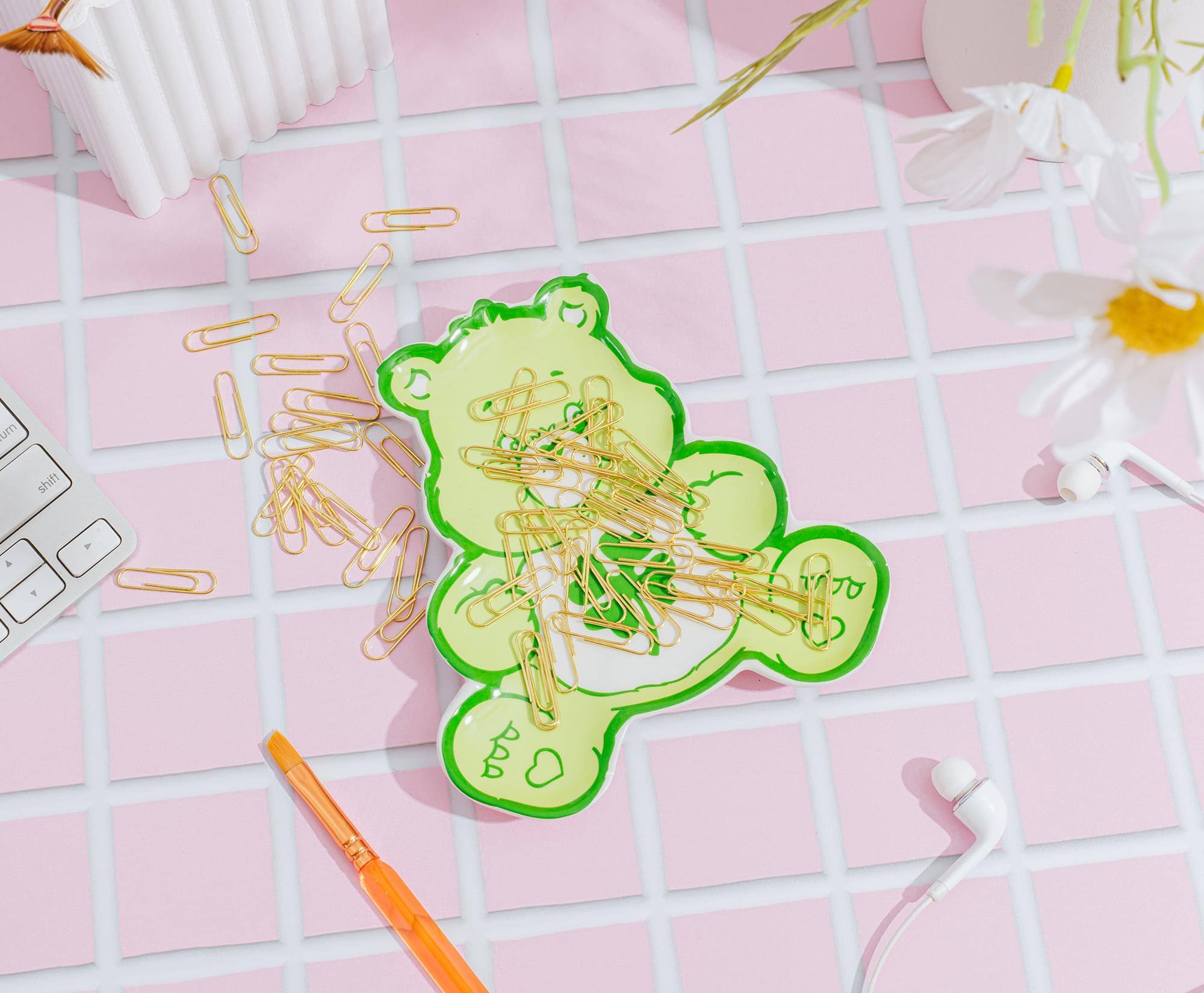 Alt View 3. Silver Buffalo - Care Bears Good Luck Bear Full Body Sculpted Ceramic Trinket Tray Dish - Green.