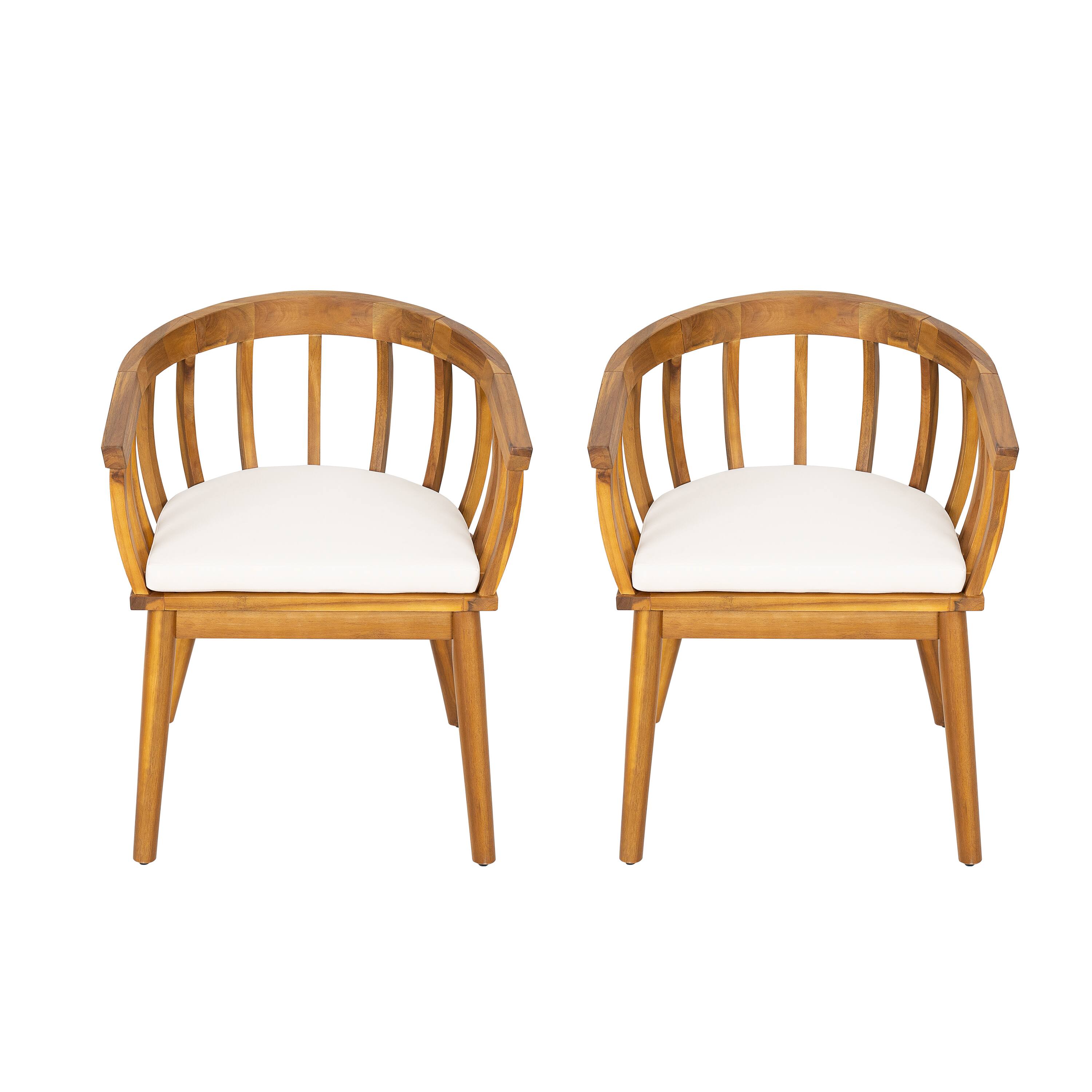 Angle. Mondawe - Set of 2 Dining Armchair with Cushion - Teak+ Beige.