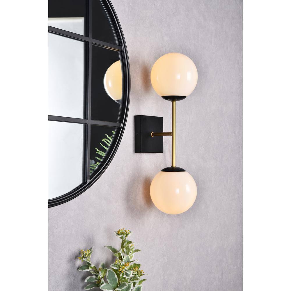 Living District - Neri 2 lights glass wall sconce - Black And Brass And White price history on PriceWatchPro