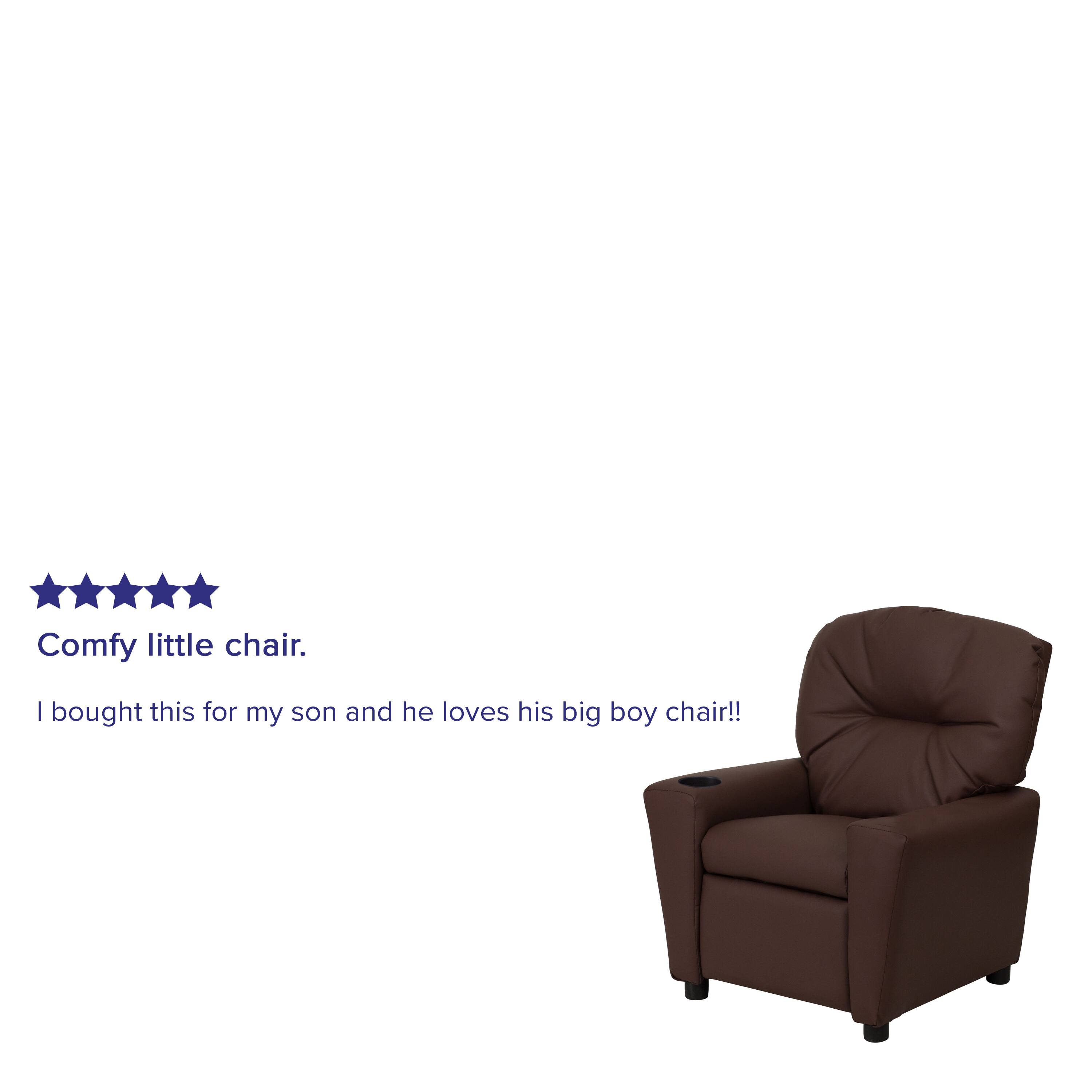 Alt View 11. Alamont Home - Contemporary Kids Recliner with Cup Holder - Brown LeatherSoft.