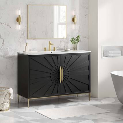 Front. Modway - Awaken Bathroom Vanity Basin Included by Modway - White Black.