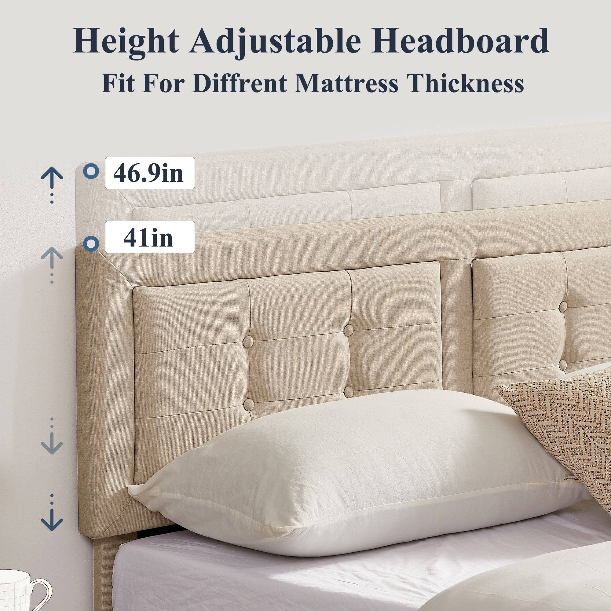 Height Adjustable Headboard  
Fit For Different Mattress Thickness  

46.9in  
41in
