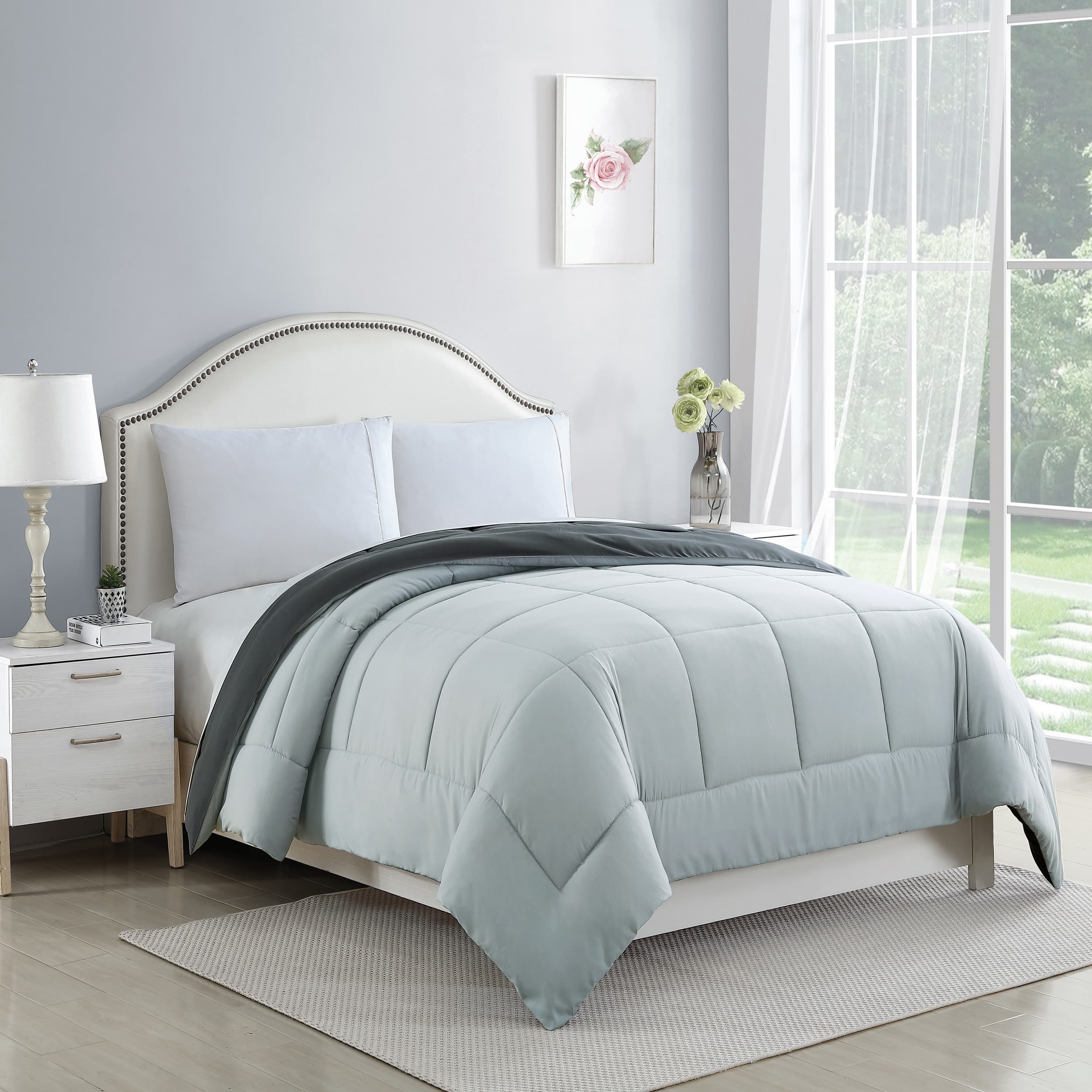 Bibb Home - 2-Tone Reversible Down Alternative Comforter - Silver/Grey price history on PriceWatchPro