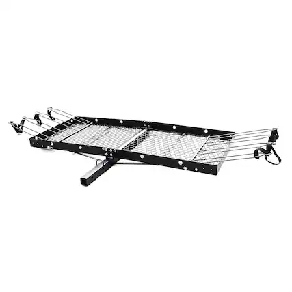 Front. Tow Tuff - Tow Tuff 62 Inch Steel Cargo Carrier and Bike Rack, Fits All 2 Inch Receivers - Black.