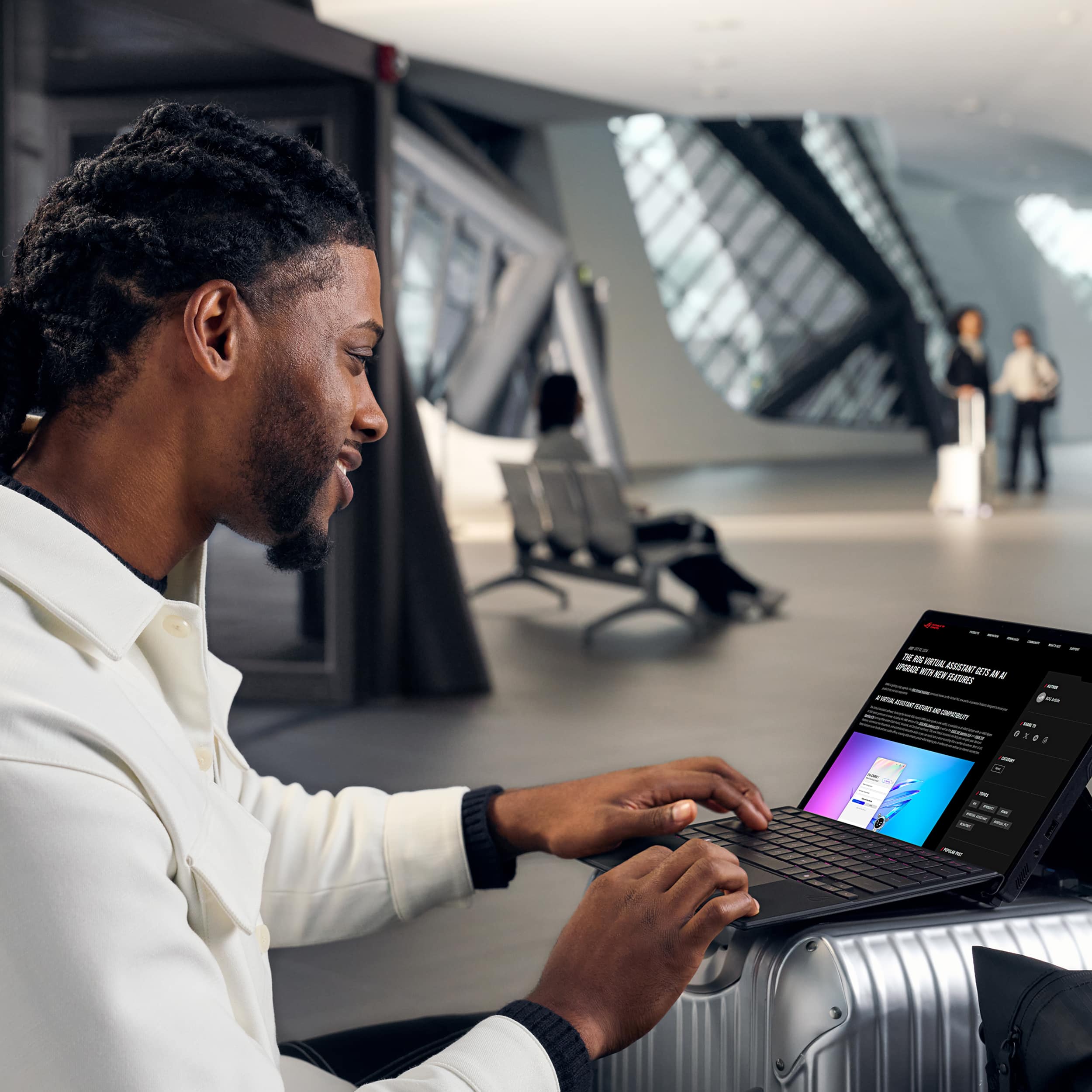 Alt View 13. ASUS - ROG Flow Z13 13.4" 2.5K 180Hz Touch-Screen Gaming Laptop - Copilot+ PC - AMD Ryzen AI Max+ 395 - 128GB RAM - 1TB SSD - Off Black.