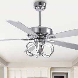 Parrot Uncle - 52-inch Modern Indoor LED Ceiling Fan with Remote Control - Chrome
