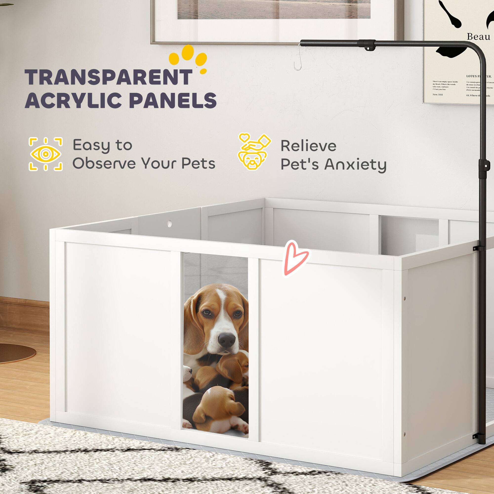 TRANSPARENT ACRYLIC PANELS

Easy to Observe Your Pets

Relieve Pet's Anxiety