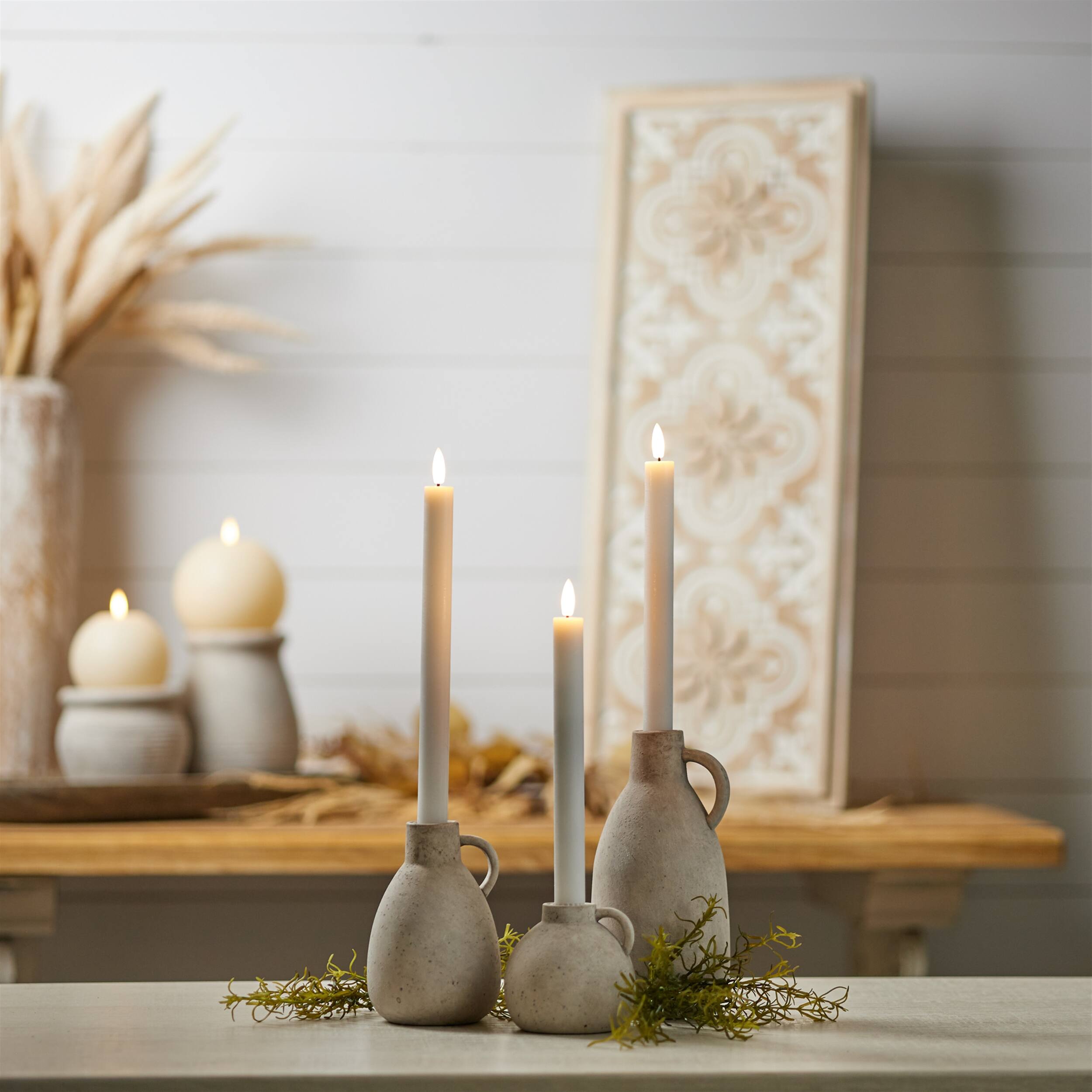 Alt View 2. BreeBe - FIA Wick White Taper Candle (Set of 2) - White.