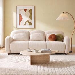 Ropilly - 78 Inch Boucle Sofa, 3 Seater Upholstered Sofa with 3 Pillows, Beige Apartment Size Sofa - Beige