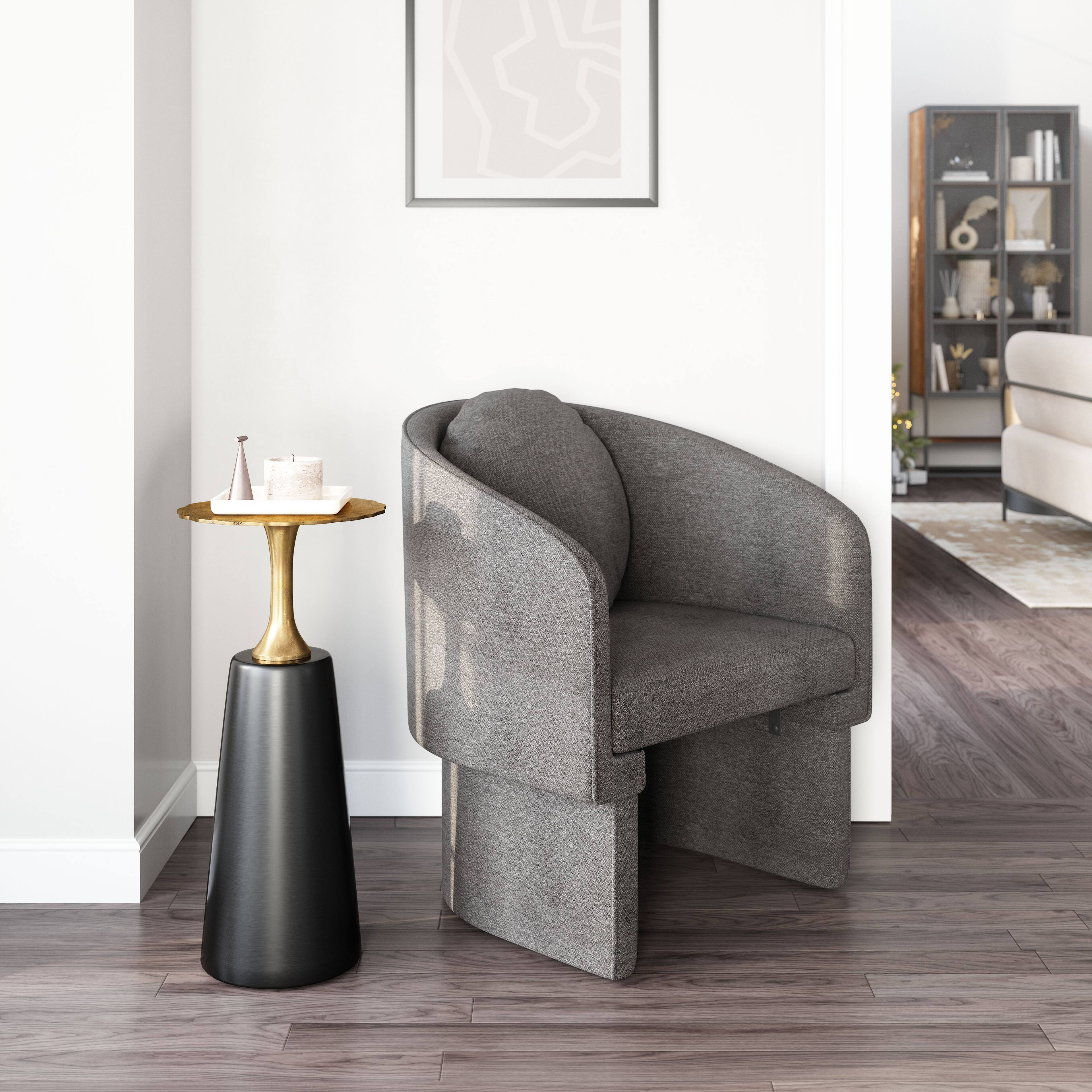 Angle. Hivvago - Olya Accent Chair Truffle Gray - Truffle Gray.