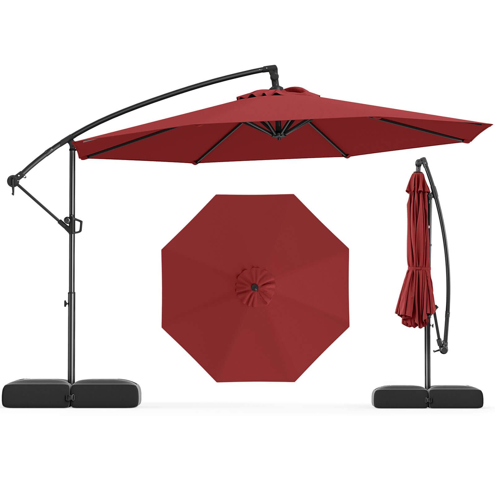 Costway - 10 FT Offset Hanging Umbrella with Base Patio Cantilever Umbrella 360° Rotation - Red price history on PriceWatchPro