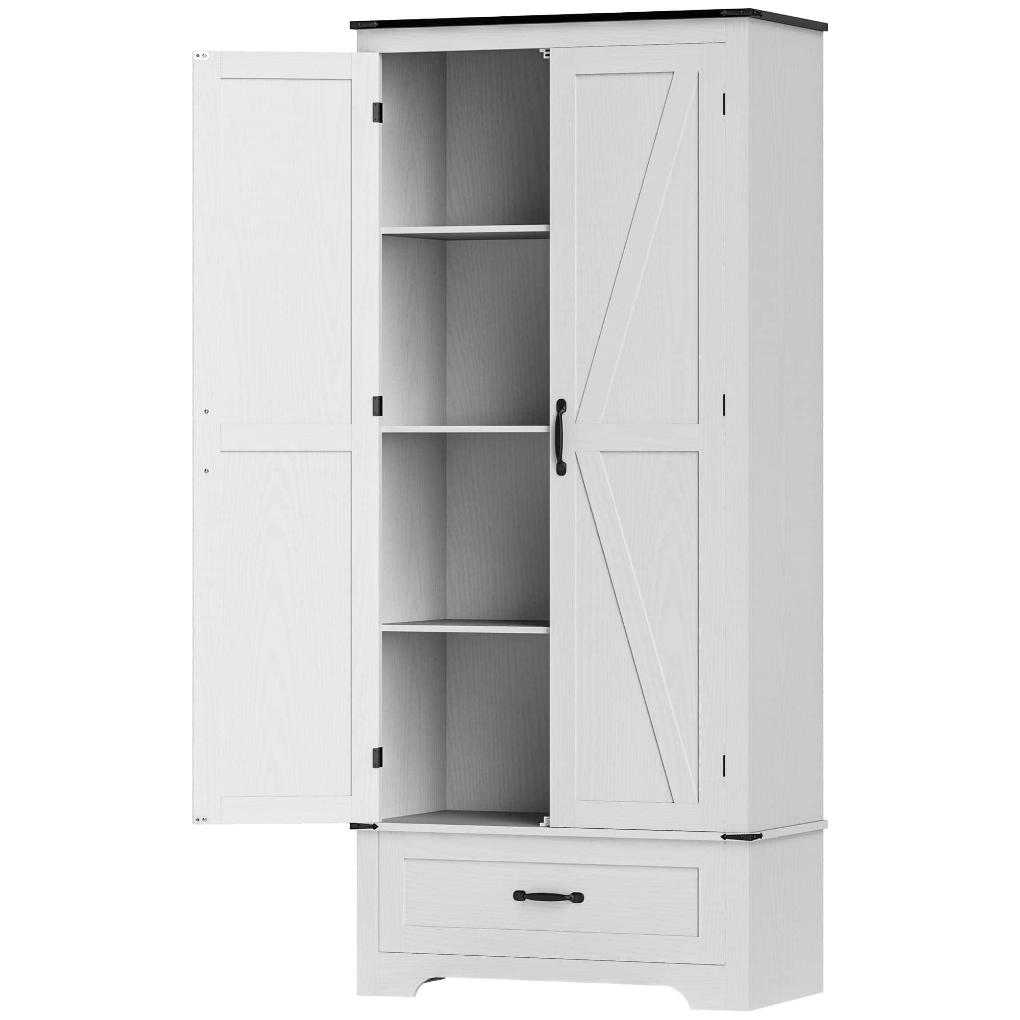 Homcom - 72" Farmhouse Pantry Cabinet with Adjustable Shelves, Kitchen Pantry Cabinet with 2 Doors - White