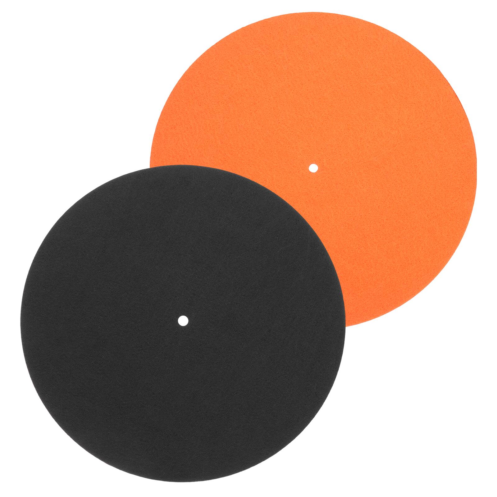 Front. Unique Bargains - 2pcs Record Player Mat, 12 Inch Turntable Mat 3mm Felt Pad for Vinyl Record - Black/Orange.