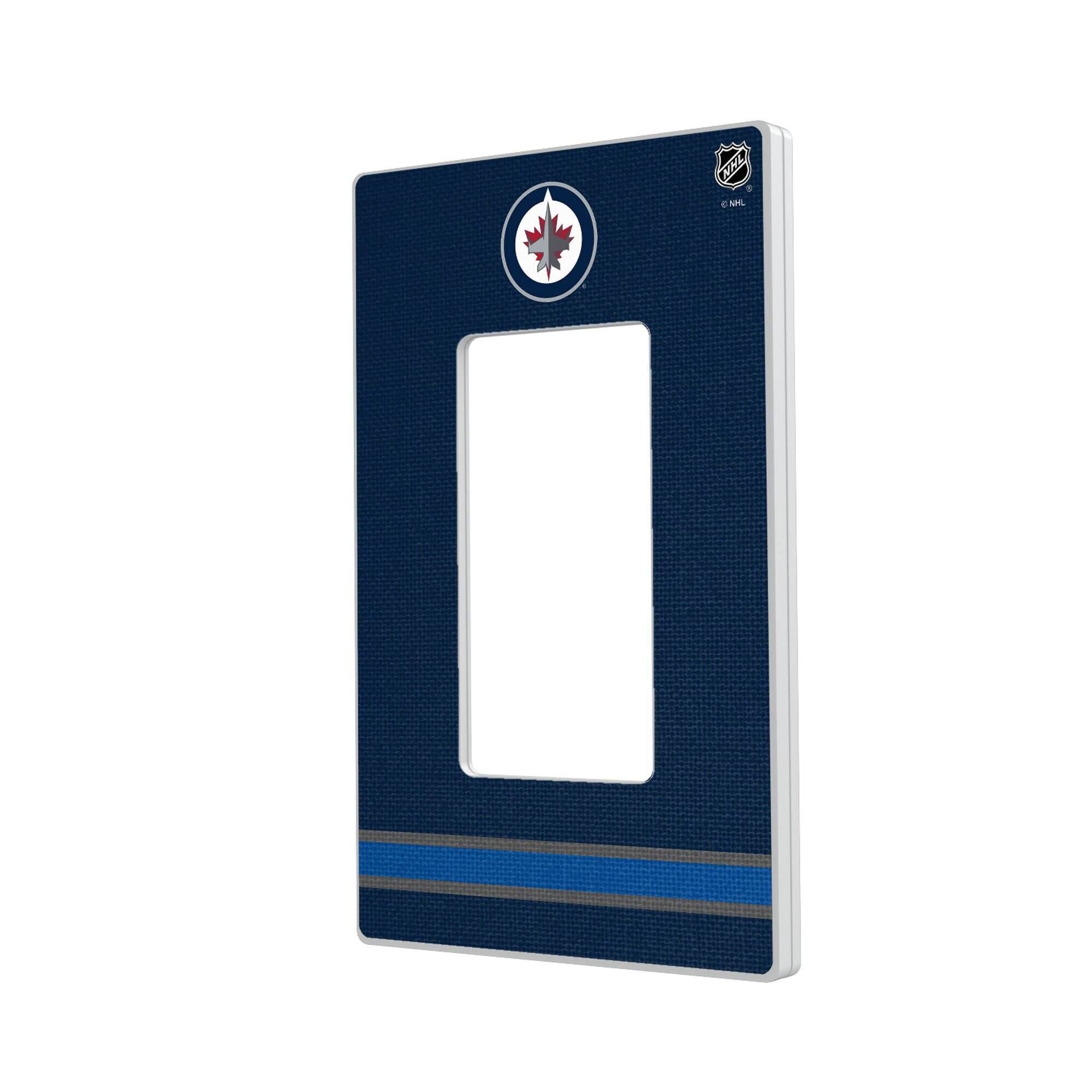 Front. Keyscaper - Winnipeg Jets Single Rocker Lightswitch Plate - Multicolor.