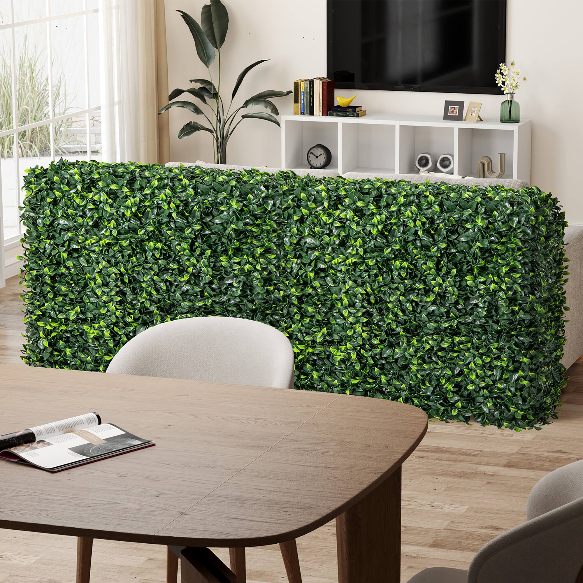 Alt View 3. Gymax - Gymax Artificial Plant Wall w/ Realistic PE Leaves Zip Ties Decoration 36'' x 15'' x 34'' - Green.