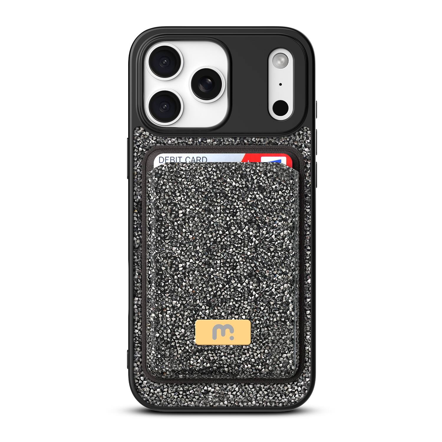 Mybat Pro - Bijou Series MagSafe Bundle with Diamond Case + MagStash Wallet for Apple iPhone 17 Pro - Graphite Smoke - Black