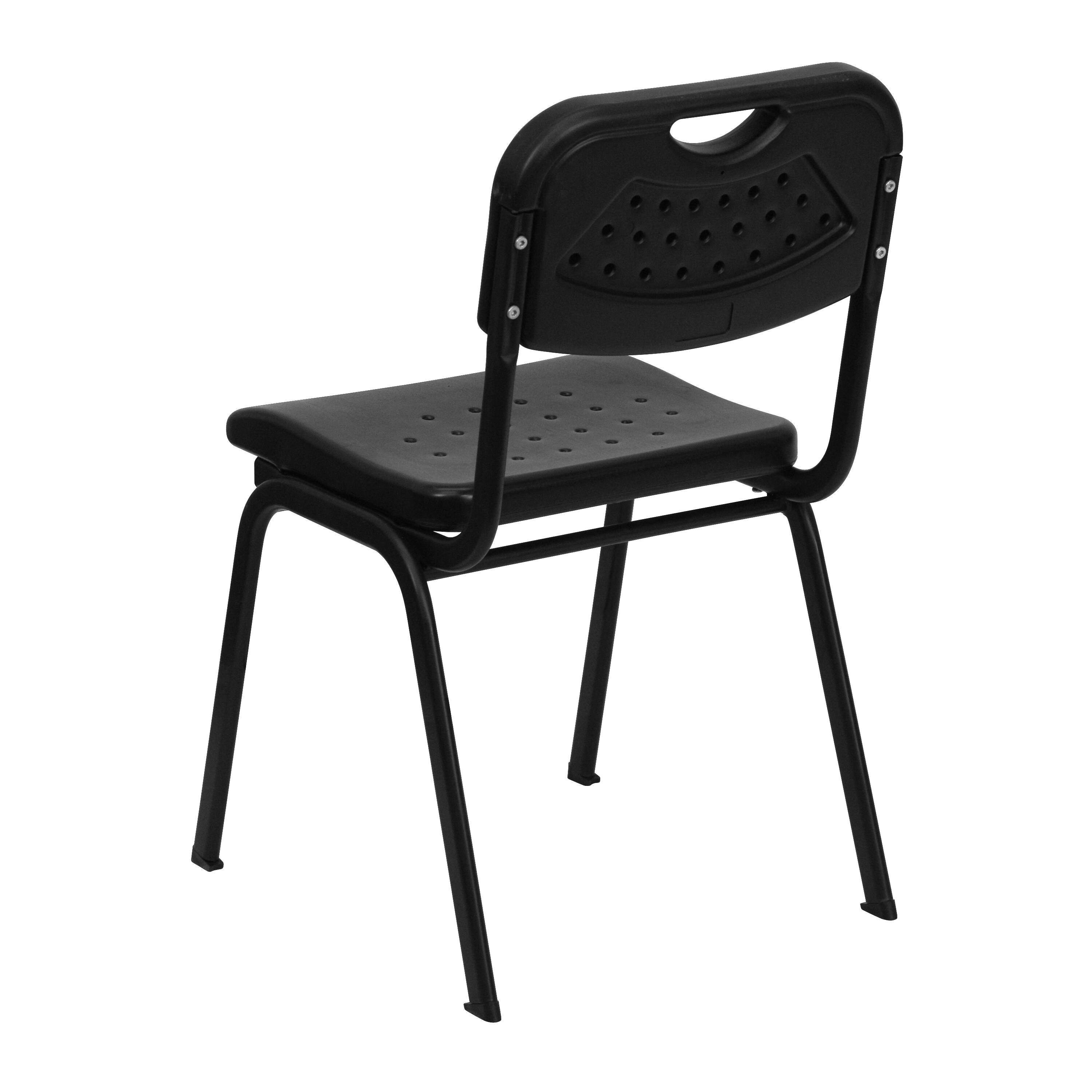Alt View 5. Emma + Oliver - 880 lb. Capacity Plastic Stack Chair with Open Back - Black.