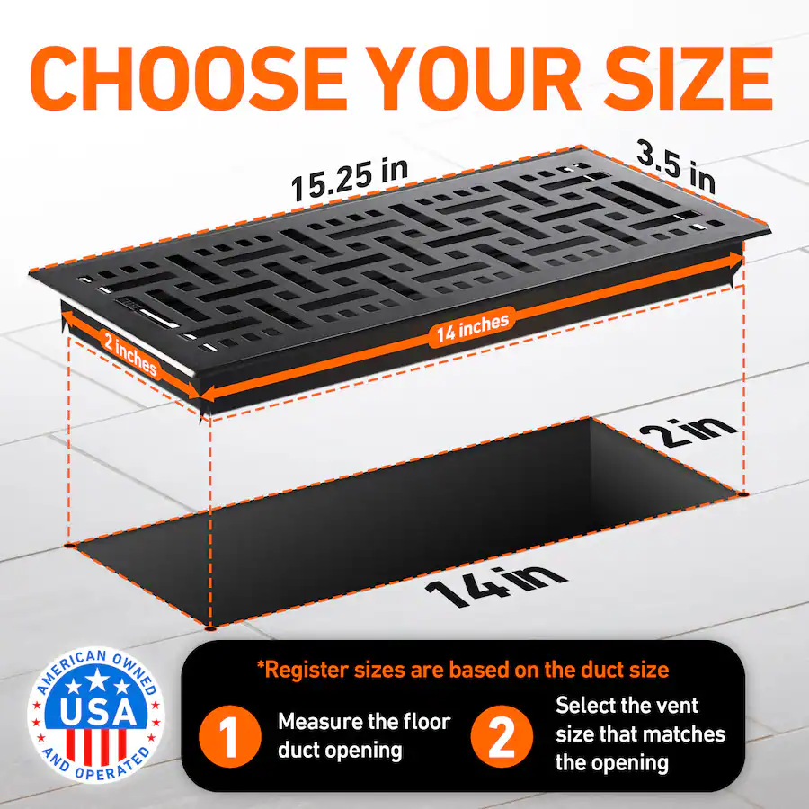 Home Intuition 2X14 Floor Vent Covers with Mesh Cover Trap, Heat and ...