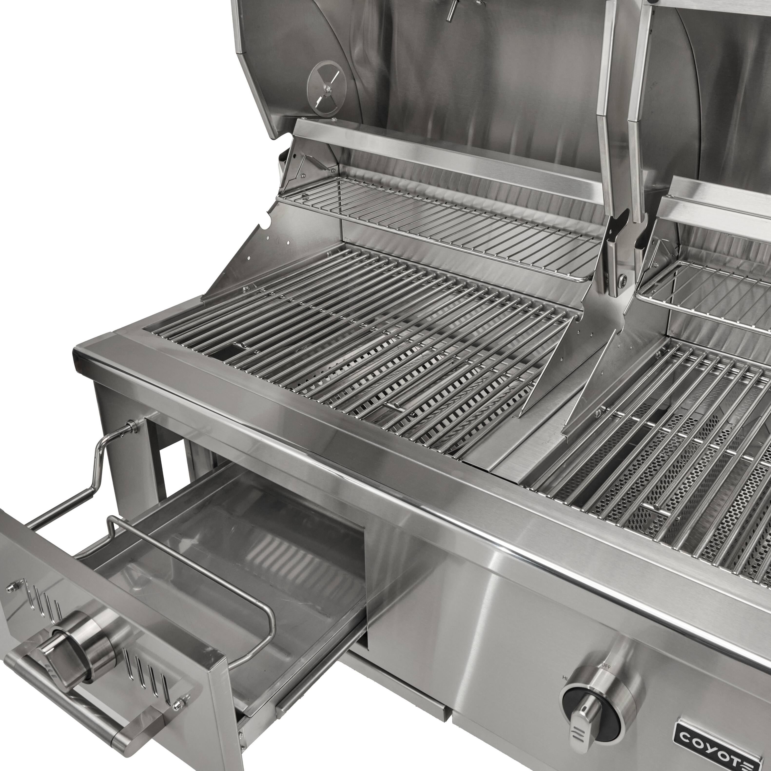 Left. Coyote Outdoor Living - 50" Coyote Outdoor Living Combination Natural Gas (NG) and Charcoal Grill - Stainless Steel.