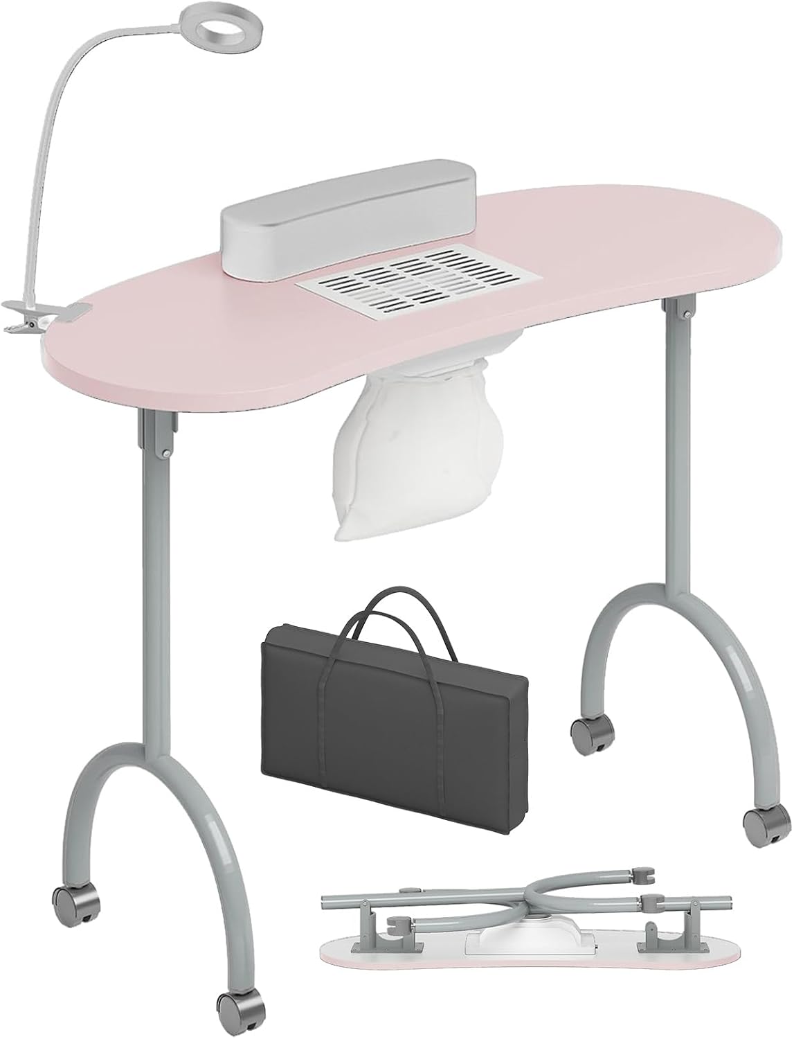 Front. Circus Cirle - Portable Manicure Nail Table, Foldable Manicure Table，Pink.