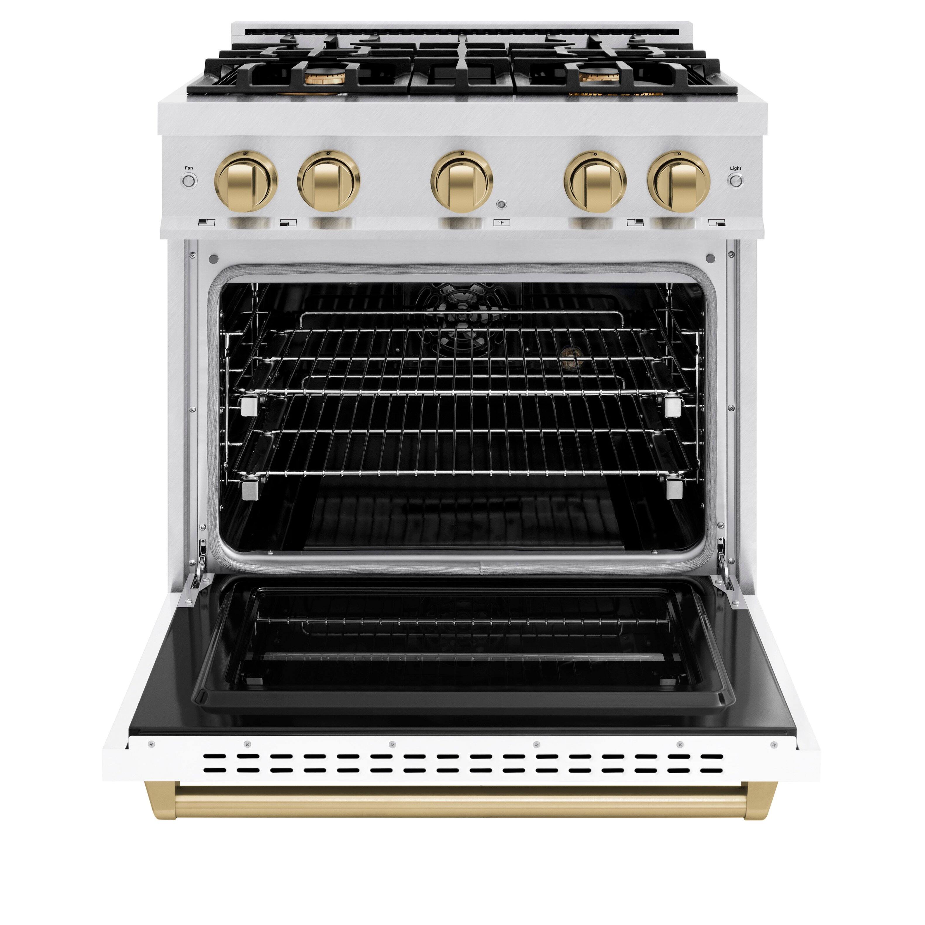Alt View 1. ZLINE - ZLINE Autograph 30 in. Classic Dual Fuel Range with White and Bronze Accents (CDRSZ-WM-30-CB) - White.