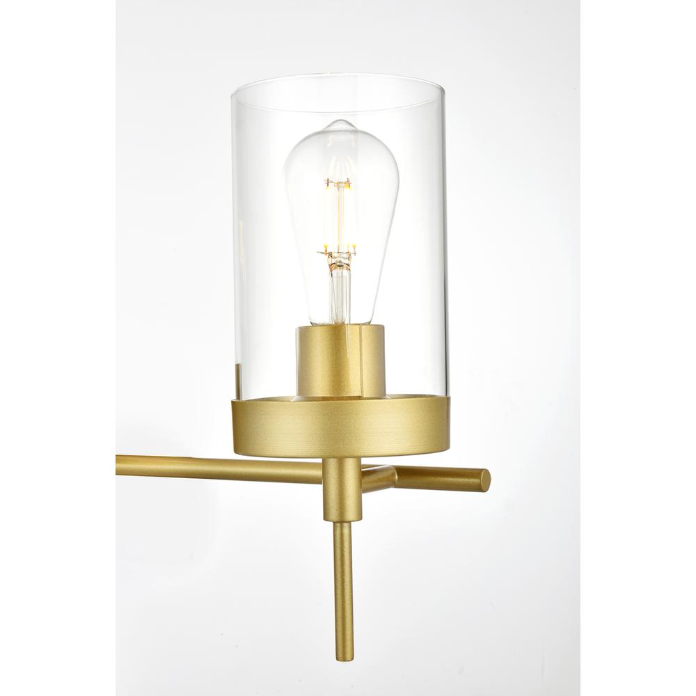 Angle. Living District - Benny 4 light Brass and Clear Bath Sconce - Brass And Clear.