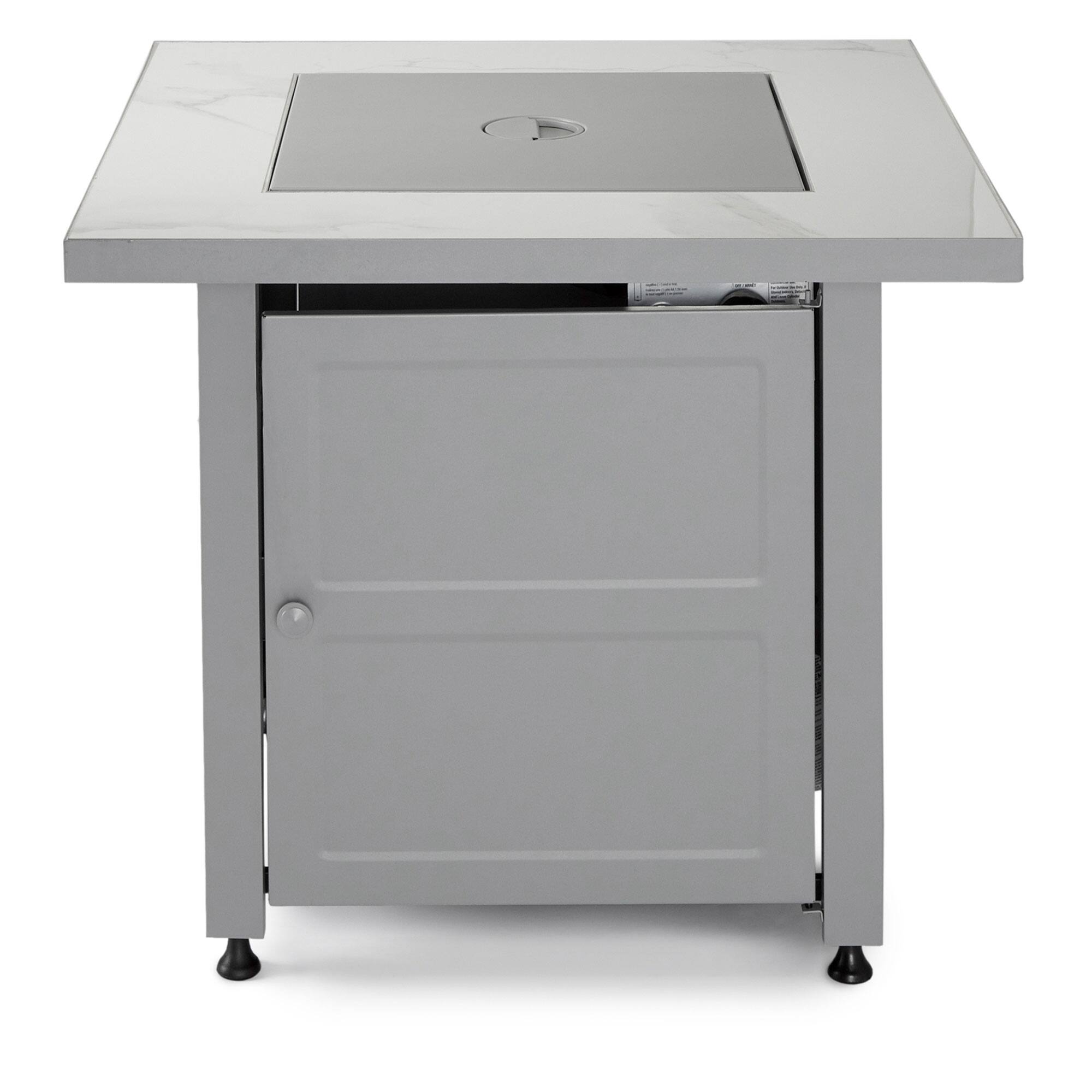 Alt View 2. Endless Summer - Endless Summer Outdoor Fire Pit Table with Faux Marble Finish, Black Glass - Gray.