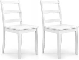 Costway - Dining Chairs Set of 2 Wood Dining Room Kitchen Side Chairs - White