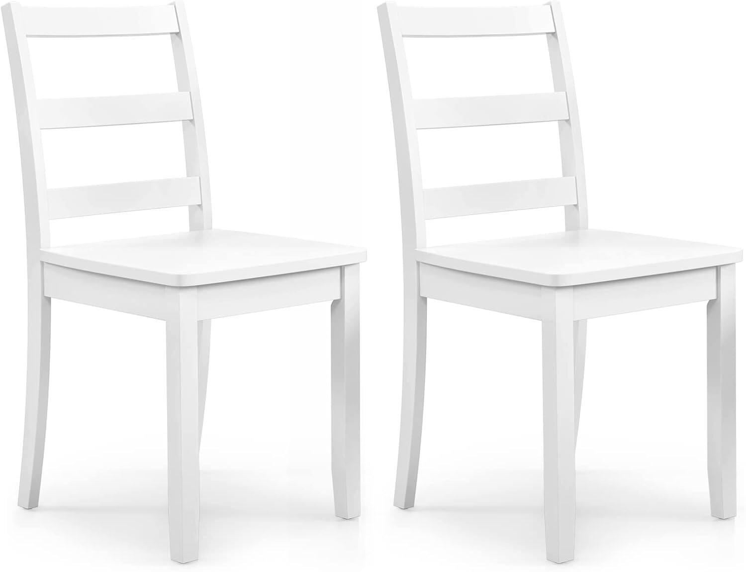 Front. Costway - Costway Dining Chairs Set of 2 Wood Dining Room Kitchen Side Chairs - White.