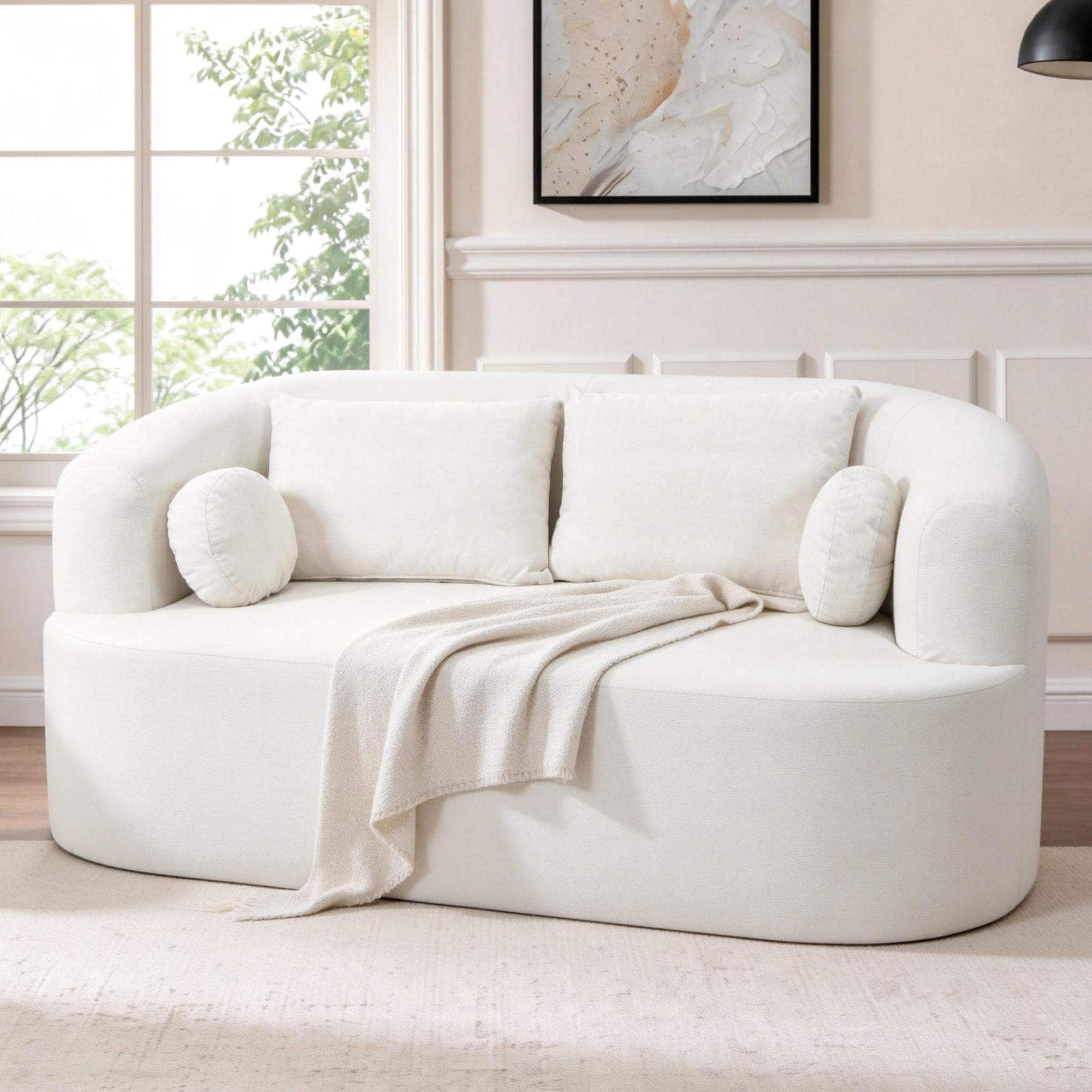 Roomtec - Loveseat Sofa Cloud Boneless Convertible Sleeper Couch for Living Room Sectional Sofa - Beige