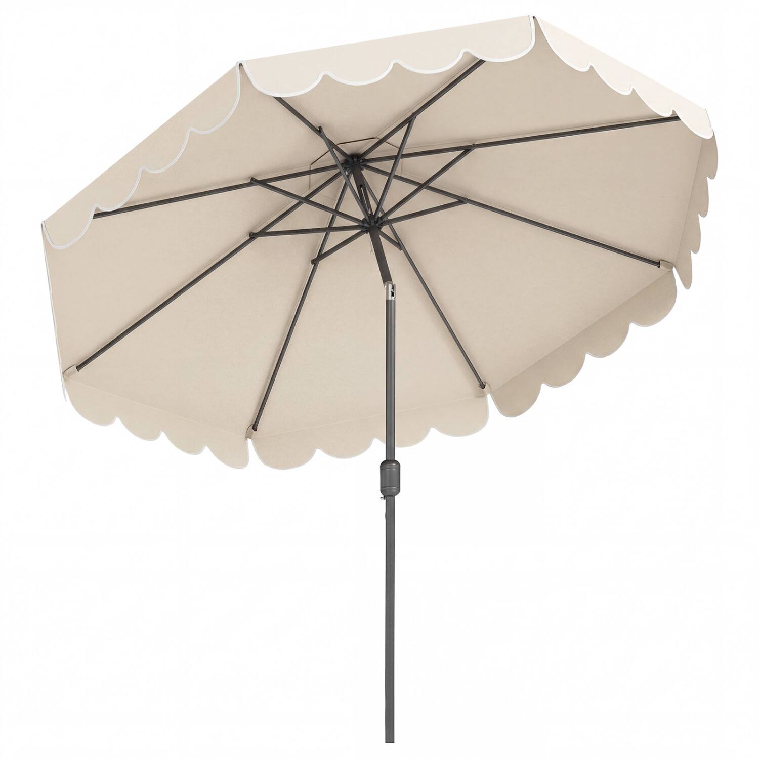 Alt View 4. Mondawe - 10 FT Patio Umbrella with Push Button Tilt and Crank Lift - Beige.