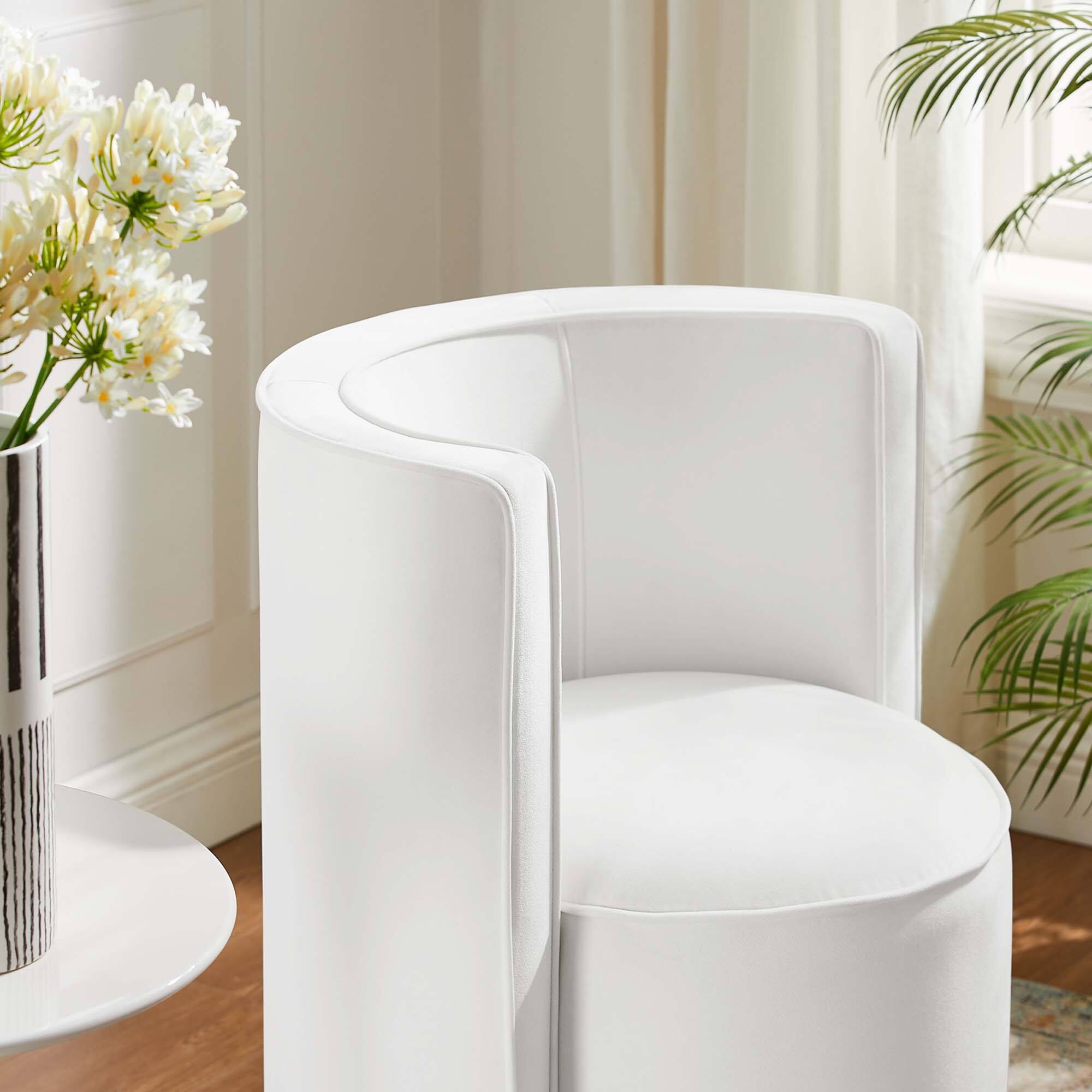 Alt View 1. Modway - Della Performance Velvet Fabric Swivel Chair by Modway - White.