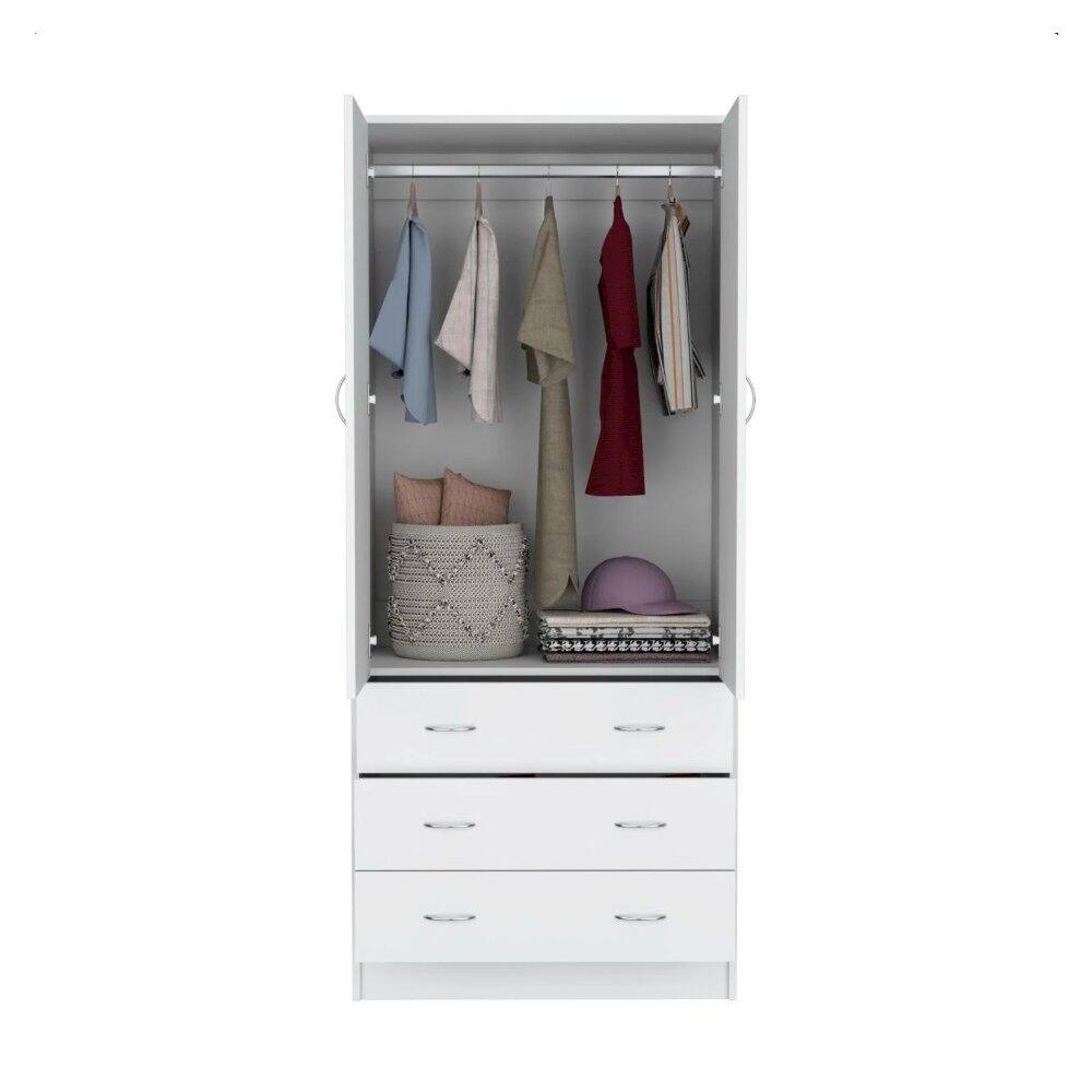 Alt View 2. TuHome - Taly 2 Doors 3 Drawers Armoire White White MDF - White.