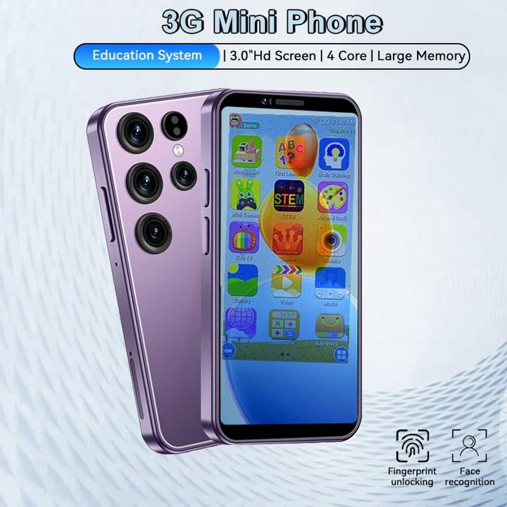 Loheer - Unlocked Mini Smartphone 64GB Kids Education Phone 3.5 Inch Dual SIM Small Phone Stocking Stuffer - Classic Black
