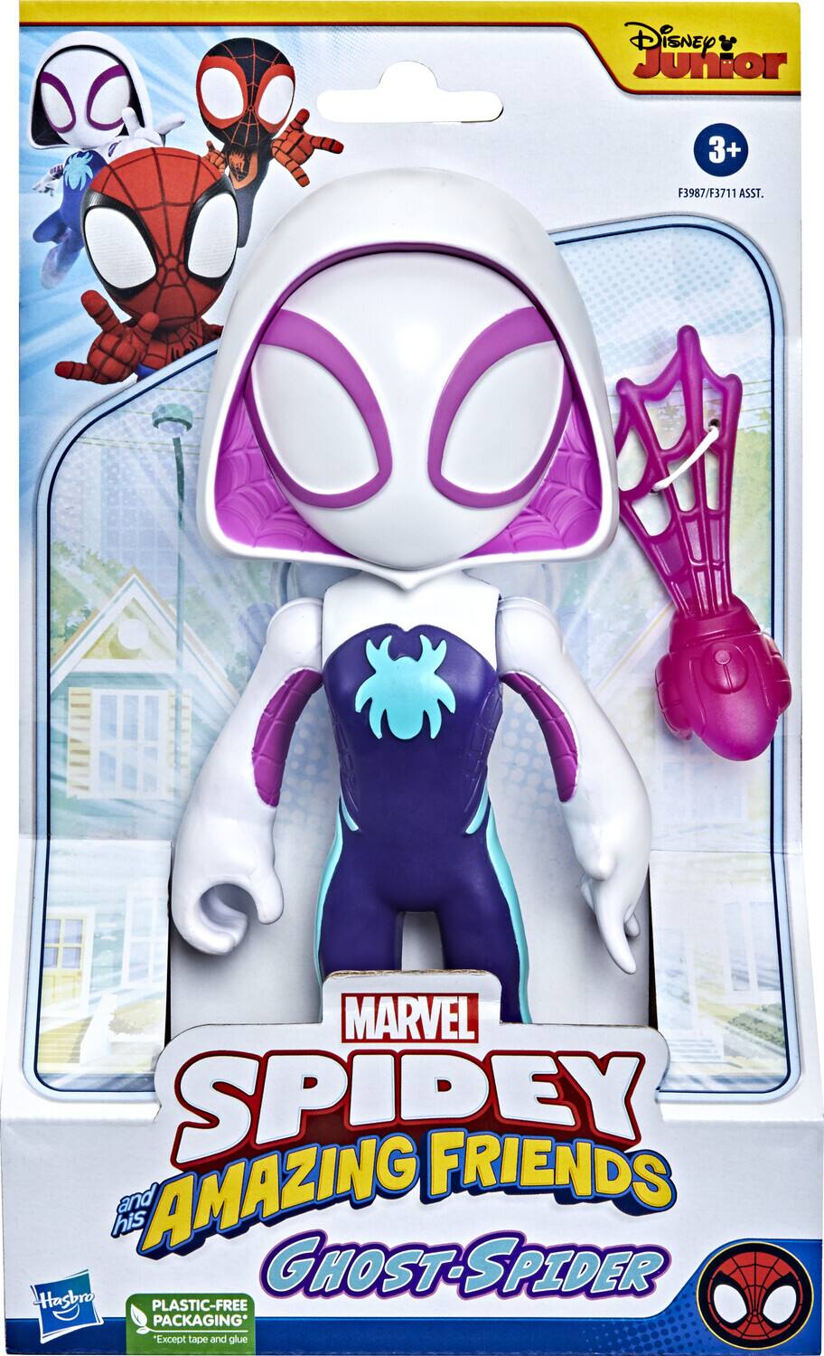 Disney Junior 3+ F3987/F3711 ASST. MARVEL SPIDEY and AMAZING FRIENDS his GHOST-SPIDER Hasbro PLASTIC-FREE PACKAGING* "Except tape and glue
