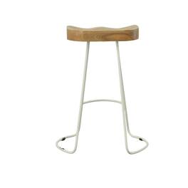 Carolina Chair & Table - 25" Metal Base Saddle Seat Counter Stool - Set of 2 - Natural Seat - White Base - Natural, White