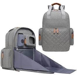 Live At Space - Diaper Bag Backpack with Changing Station Organizer for Moms Dads Large Bags - Gray