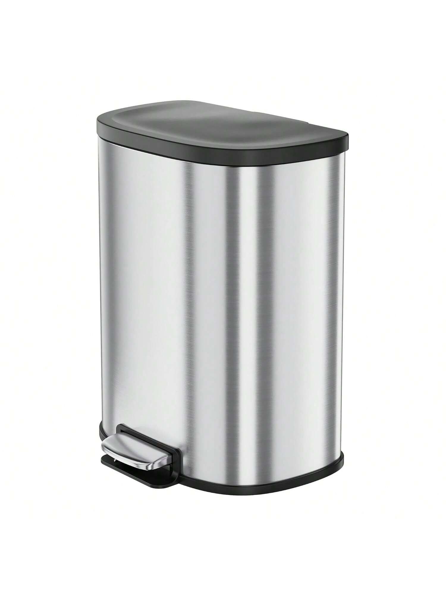 Left. GARVEE - D Shape Kitchen Trash Can 50L 13 Gal Smudge Resistant Step On Garbage Can With Lid Stainless Steel Trash Bin - 50L/13.2 Gal.