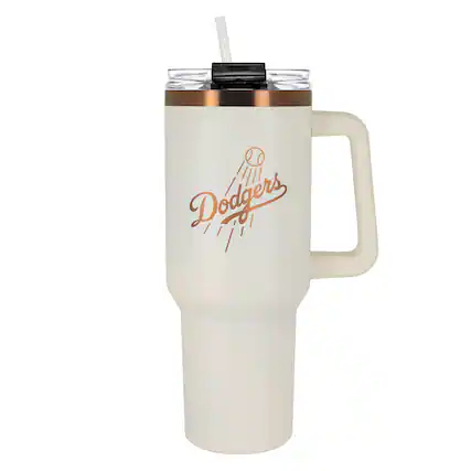 Front. Great American Products - Los Angeles Dodgers 40oz. Colossus Copper Edition Tumbler - Cream.
